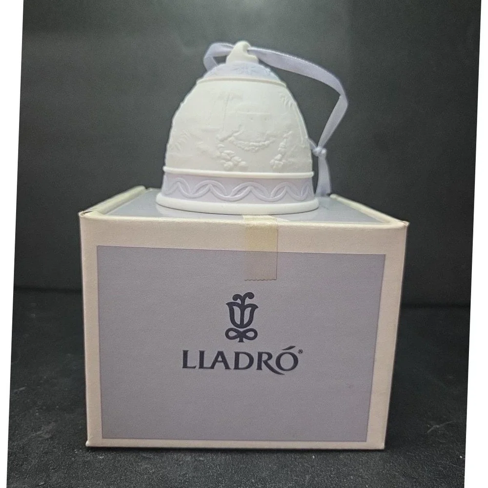 Lladro Porcelain Christmas Bell, Vintage Holiday Decor, '93 Boxed Yuletide Chime